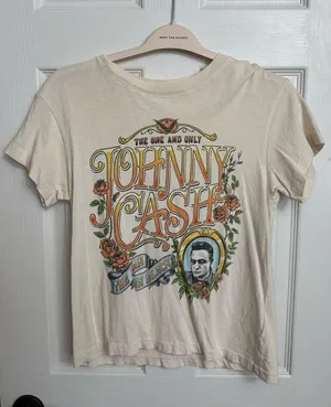 Daydreamer Johnny Cash Graphic T-Shirt - Cream thumbnail 1