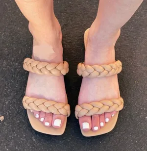 Nude/natural Vegan Leather Braided Straps Sandal thumbnail 1