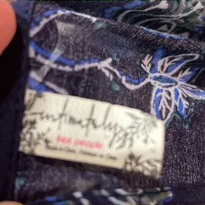 Free people blue patterned open back flowy dress thumbnail 5
