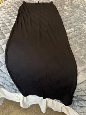 SKIMS Sleek Black Ribbed Midi Skirt - Women's Stretch Knit thumbnail 1