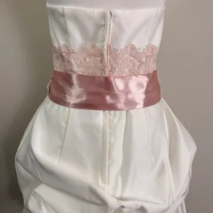 Jessica McClintock Gunne Sax Strapless Bubble Hem Mini Dress Ivory Pink Size 11 thumbnail 5