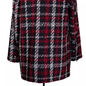 ZARA Overside Plaid Front Double Breasted Tweed Blazer Button Lined M Black Red thumbnail 11