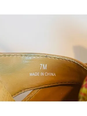 Vintage CROWN women’s wood platform heels "miss america" floral fabric bow Sz 7M thumbnail 6