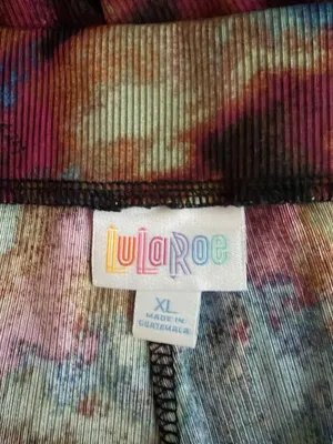 Lularoe Women XL Black Blue Orange Tie Dye Jessica Shorts Pockets Drawstring thumbnail 6