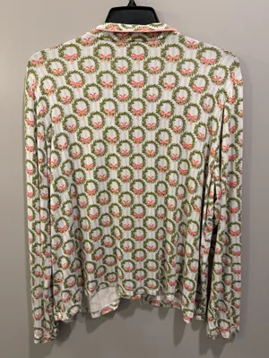 Mary Square Charlotte Long Sleeve Button-Up Pajama Top and Pants Set Deck The Halls thumbnail 8