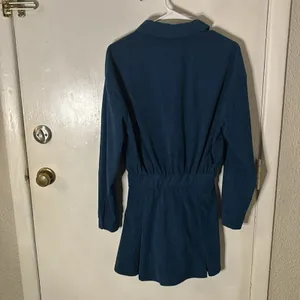 CIDER Solid Collar Mini Dress XS Dark Teal NEW Fall Academia Classic Preppy Boho thumbnail 4