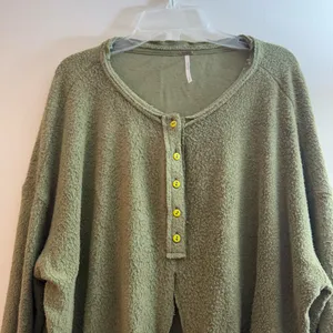Free people Emma Henley tie green knit top dirty martini size small thumbnail 6
