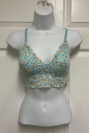 Victorias Secret Serenity Blue Floral Lace Unlined Bralette thumbnail 4