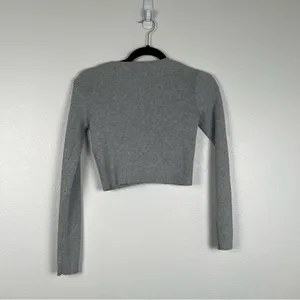 Brandy Melville Cropped Ribbed Long Sleeve Knit‎ Top Gray thumbnail 6
