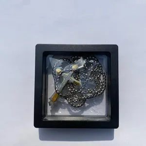 💎🩶 New Crystal Embellished Stainless Steel Two Tone Gold & Silver Edgy Crucifixion Cross Pendant Necklace 🩶💎 thumbnail 15