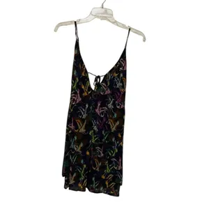 Anthropologie Crane Bird Print Tiered Mini Dress Tunic Top Women's Size L thumbnail 2