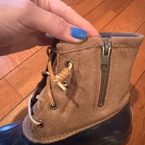 Sperry Women’s Navy Brown Rain Boots | Classic Duck Boot Style thumbnail 4