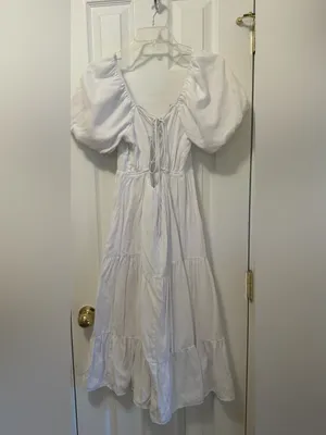 Altar’d State White Puff-Sleeve Maxi Dress thumbnail 8