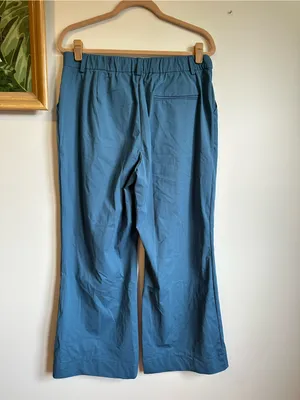 Halara Flex Mid Rise Pocket Straight Leg Work Pants Abyss Blue Womens Large NEW thumbnail 8