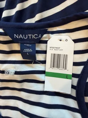 Nautica Navy/White Striped Nautical Tank Racerback Mido Dress Soze Large NWT thumbnail 11