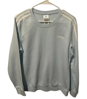 Adidas Light Blue Crewneck Sweatshirt with‎ White Stripes thumbnail 1