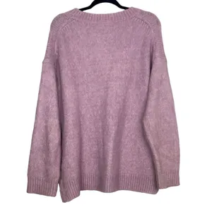 ZARA Oversized Ribbed Hem Long Sleeve Round Neck Pullover Sweater M Purple thumbnail 5