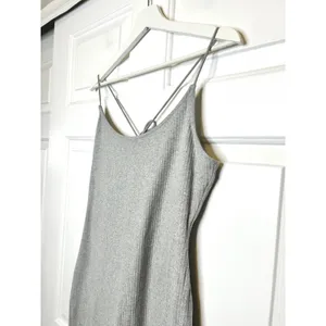 Lovers and‎ Friends Midi Dress Large Grey New Ribbed Lace Up Back Bodycon thumbnail 2