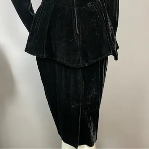 Vintage Scott McClintock Velvet Dress Lace Sequins Peplum‎ 80s 90s Drama Formal thumbnail 7