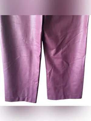 Maeve x Anthropologie Colette Wide Leg Cropped Faux Leather Burgundy Pants 28 thumbnail 6