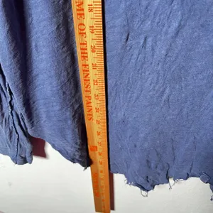 We The Free People Long Sleeve Top Medium Blue Distressed Raw Hem Slub thumbnail 4