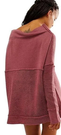 Free People Otto Slouchy Sweatshirt Tunic Oversized Jasper Rose M thumbnail 2