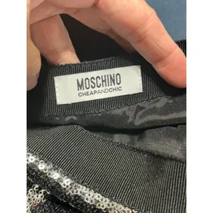 Moschino Cheap and Chic Silver Sequin Pencil Skirt Black Back USA 10 Italy thumbnail 5