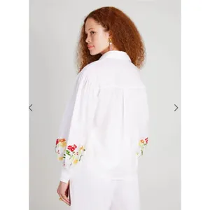Kate Spade White Floral Embroidered Gathered Puff Sleeve Blouse Shirt Sz 6 NWOT thumbnail 16