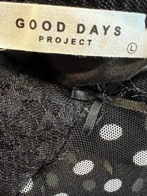 Good day projects‎ Black Polka Dot Lace femine dainty top size large thumbnail 3