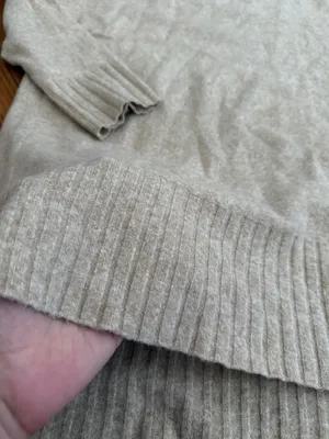 Free People Heather beige melange Crewneck Sweater oversized 3/4 sleeve S thumbnail 4