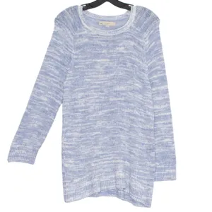 Loft‎ Womens Sweater Tunic Long Sleeve Crewneck Beachy Blue White Size XL EH thumbnail 2
