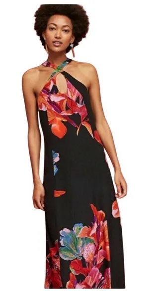 Anthropologie Maeve silk floral maxi dress size Small thumbnail 1