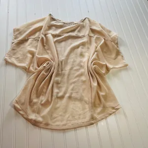 Chloe‎ K Womens Mixed Media High Low Top Beige Tan Dolman Short Sleeve Large thumbnail 6