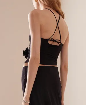 Black Cut Out Flower Top thumbnail 3