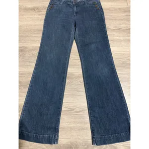 Gap Size 6 28R Women Wide Leg‎ Sailor Jeans Dark Wash Blue Denim Button Detail thumbnail 14