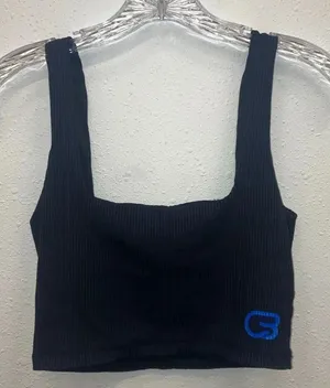 Glyder Black Square neck Ribbed Shelf bra Activewear Bra Small #715 thumbnail 1