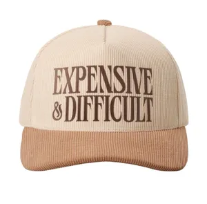 NWT EXPENSIVE & DIFFICULT Two-Tone Corduroy Trucker Hat- Beige & Brown thumbnail 1