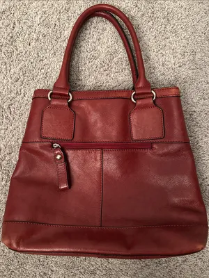 Wilson’s EUC burgundy red genuine leather purse. Satchel with crossbody option thumbnail 2