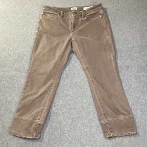 J. Jill Denim Authentic Fit Cropped Jeans Women's Sz 2P Tan/Taupe Raw‎ Hem EUC thumbnail 1
