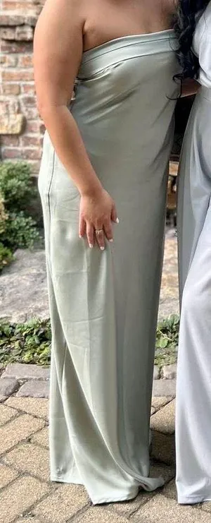 Amazon Sage green satin strapless dress thumbnail 1