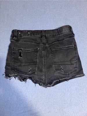 American Eagle Women’s Black Distressed Denim Shorts thumbnail 5