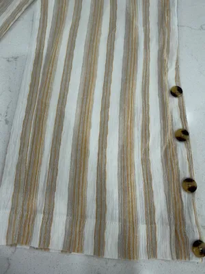 High-Rise Striped Cropped Wide-Leg Pants in Beige capris thumbnail 3