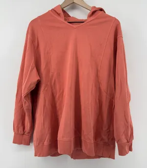 Athleta Sundown Alliance Hoodie Sweatshirt Orange Women L V-Neck Relaxed Comfy‎ thumbnail 1