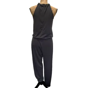 DKNY‎ Gray Keyhole Halter Neck Jumpsuit Tapered Leg Blouson Fit Size Small thumbnail 4