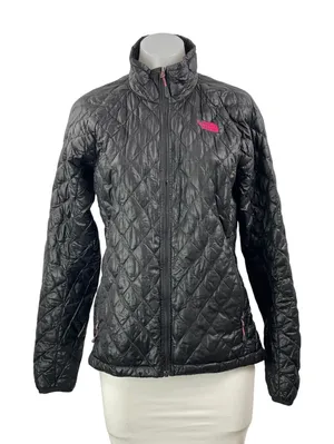 The North Face Thermoball Black Long Sleeve Full Zip Quilted Puffer Jacket Sz M thumbnail 1