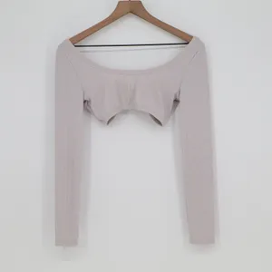 SHEIN Crop Top Womens S Twisted Front Ribbed Long Sleeve Lavender Excellent thumbnail 3