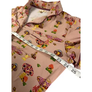 Haute Dreamz Mushroom Print PJ Top XL Pink Button Down Short Sleeve Sleepwear thumbnail 7