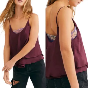 FREE PEOPLE Intimately Turn It On Camisole Sequined Satin Crop Top Womens XS thumbnail 2