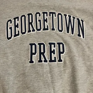 Lg Tultex Georgetown Prep Crewneck Sweatshirt-gray/navy thumbnail 4