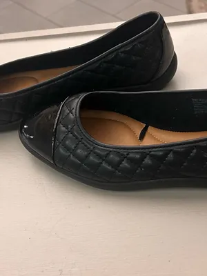 Flats Quilted Black Ballet Flats with Gloss Cap Toe Time and Tru 11 W thumbnail 7